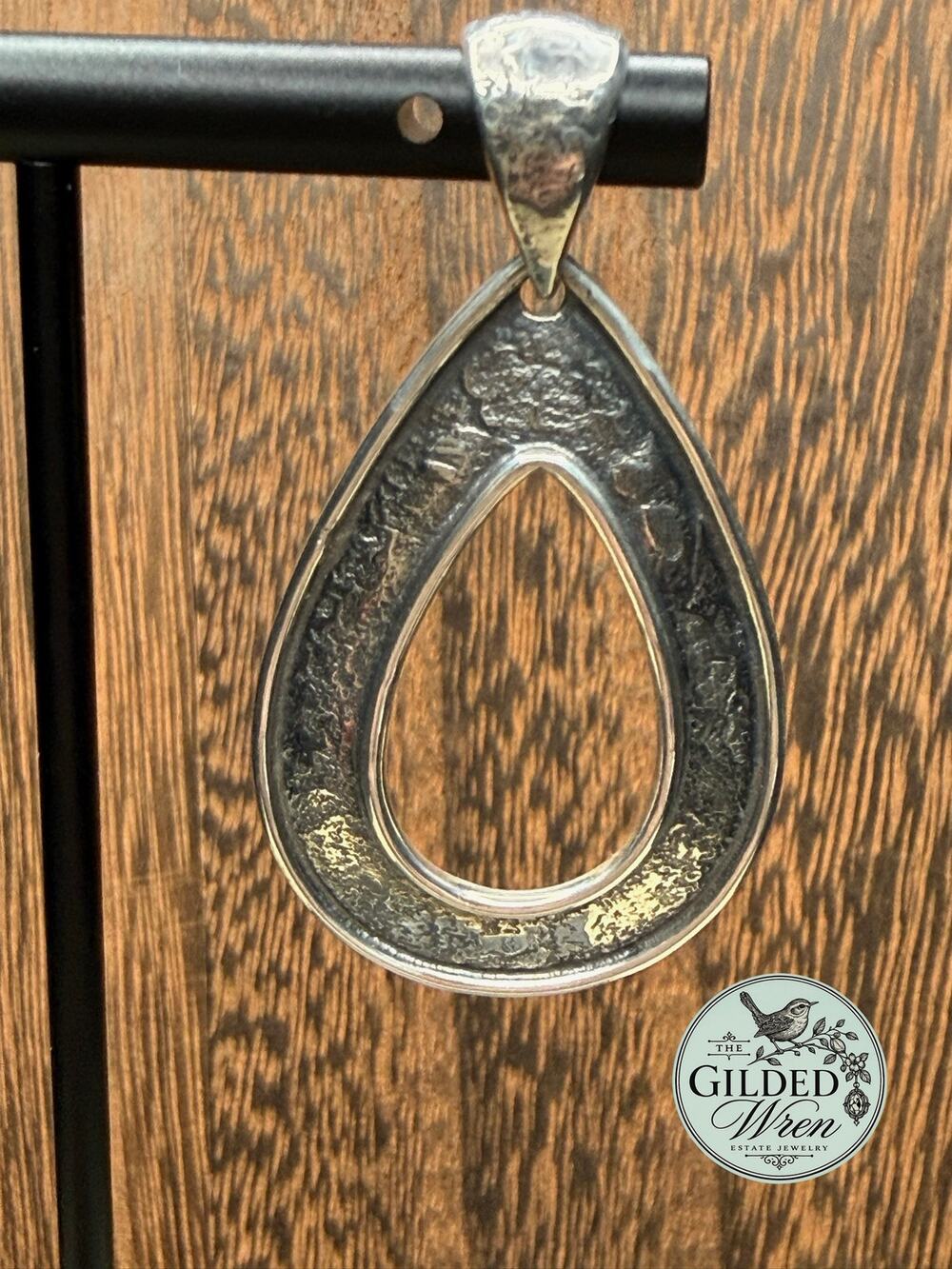 Silpada S1870 Sterling Silver 925 Textured Open Teardrop Pendant Retired